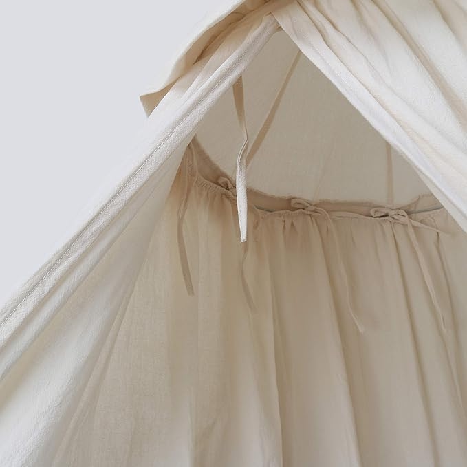 Kids Bed Canopy with Frills Cotton Cover Net for Crib Reading Nook Curtain Hideaway Hanging Round Tent Nursery Bedding Play Room Decor