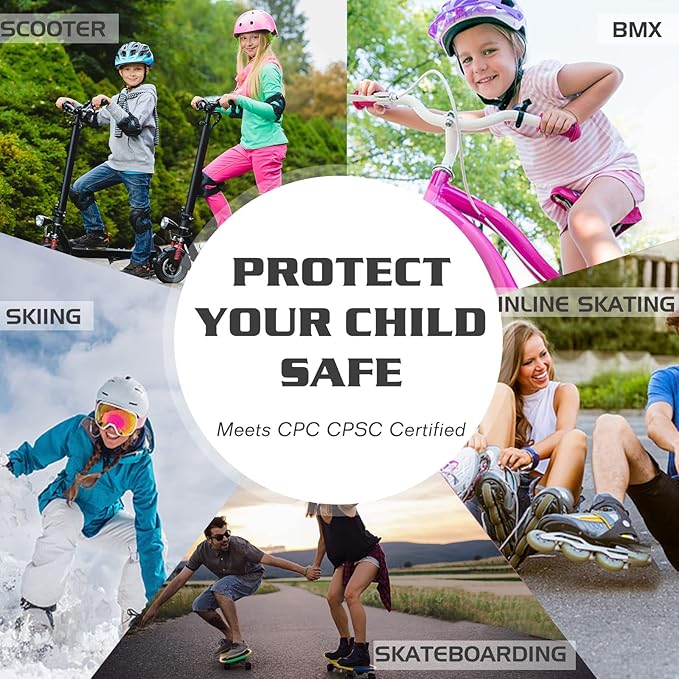 Kids Bike Helmet Protection Gear Set for Toddler Youth Adult, Bicycle Helmet Knee Pads Elbow Pads Wrist Guards for Roller Skate Skateboard Cycling Skating