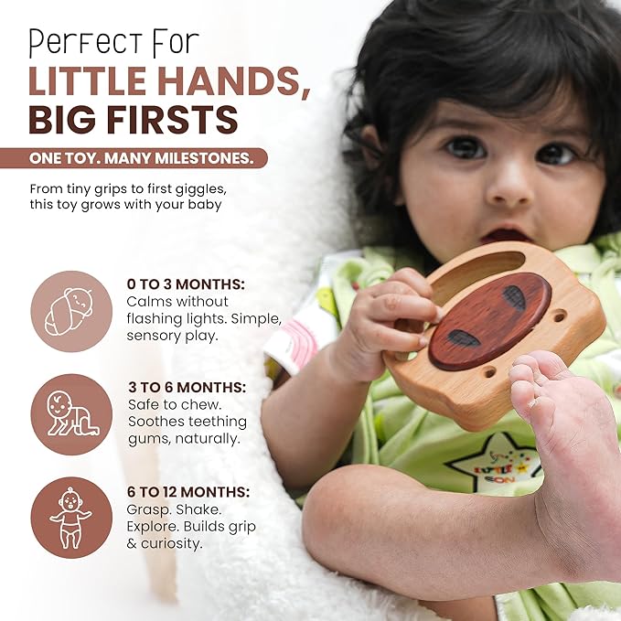 100% Wooden Baby Toy | No Paint, No Plastic | Eco-Friendly Rattle for 0β6 Months