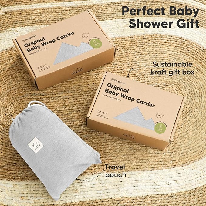 KeaBabies Baby Wrap Carrier - All in 1 Original Baby Carrier Newborn to Toddler Sling, Easy to Wear, Hands Free Bonding, Lightweight, Breathable Infant Wraps (Light Heather)