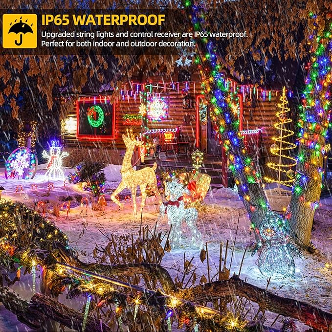1000 LED 328ft 11 Modes with Timer Remote Christmas String Lights IP55 Outdoor Waterproof UL Certificated Indoor Fairy Lights Garden Patio Christma Trees Parties Wedding Decoration Two-Color
