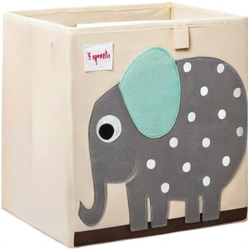 3 Sprouts Toy Storage Organizer: Toy Box Cube Organizer for Playroom, Nursery - Foldable Storage Bin - Elephant