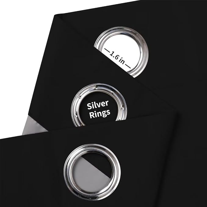 Joydeco Blackout Curtains 108 Inches Long, Black Extra Long Black Out Curtains for Living Room Bedroom, Grommet Total Room Darkening Drapes Grommets Solid Drapes for Bedroom Windows