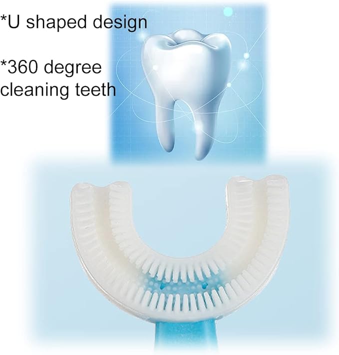 2 Pcs U-Shaped Kids Toothbrush, Premium Soft Manual Training Toothbrush for Kids 2-6 Years Old. (Blue)