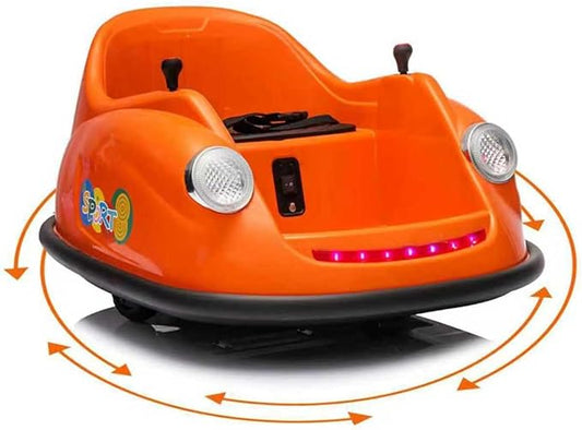 12V Bumper Car for Toddlers, Electric Toy Ride on Battery Car with Kids W/Parent Remote Control, 2-Speed, 360 Degree Spin, Music & LED Lights for Kids, Orange