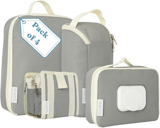 4-in-1 Baby Diaper Bag Organizer Set – Travel Packing Cubes for Baby Essentials, Newborn Must Haves, Diaper Bag Accessories, Wipes Pouch, Snack Pouch – For Boys, Girls, and On-the-Go Parents