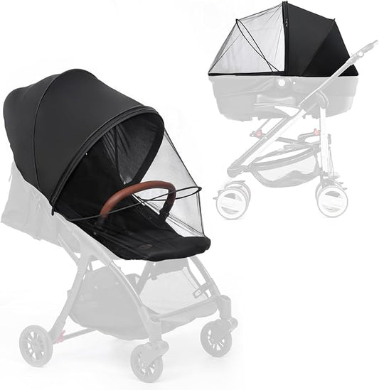 2-in-1 Stroller Sun Shade and Mosquito Net Cover - Universal Breathable Baby Cover With Two-Way Zipper for Extender