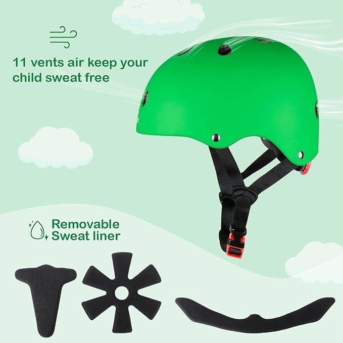 KAMUGO Kids Bike Helmet, Toddler Helmet for Ages 2-8 Boys Girls with Sports Protective Gear Set Knee Elbow Wrist Pads for Skateboard Cycling Scooter Rollerblading