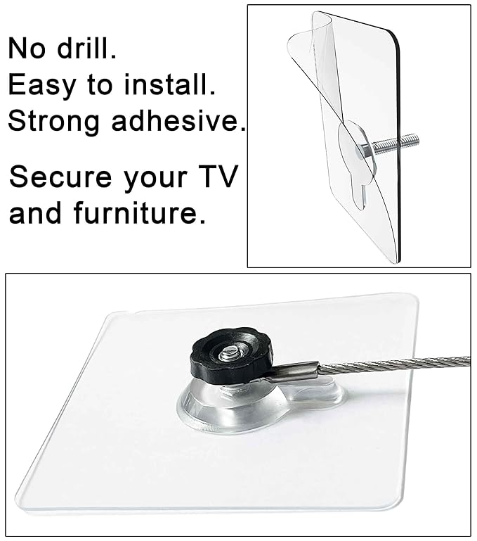 14 inches Stainless Steel Furniture Straps for Baby Proofing, No-Drill Furniture Anchors Earthquake Straps, Prevent Falling and Anti Tip TV Safety Straps, 6 Pcs