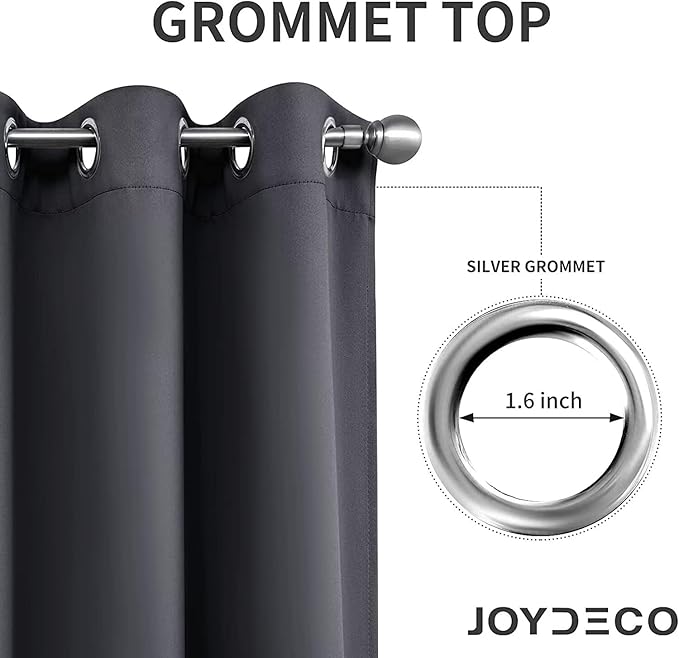 Joydeco Dark Grey Custom Solid Single Blackout Curtain for Bedroom and Living Room, Grommet Thermal Insulated Room Darkening Curtain 1 Panel (Custom Size,Dark Grey)