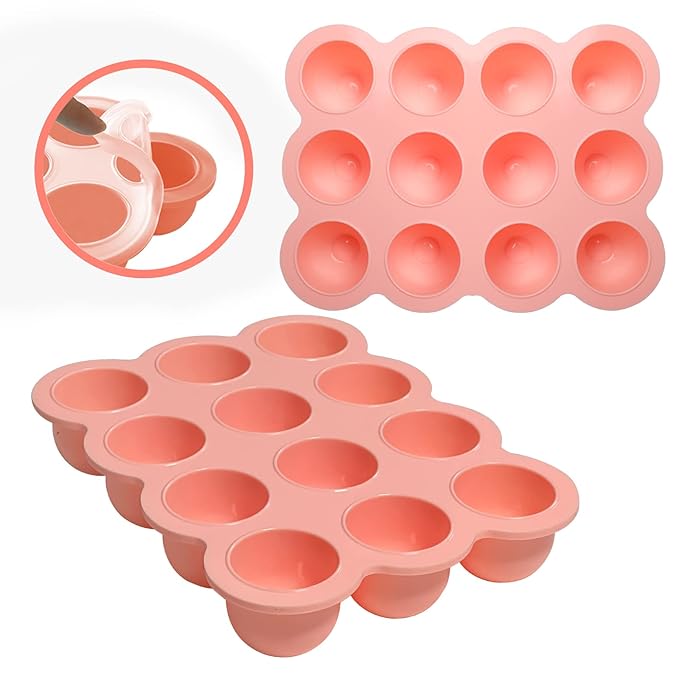 12x1.5oz Baby Food Freezer Tray with Clip Lid Gossamer Pink | Food Grade Silicone Storage Containers for Purees & Vegetables