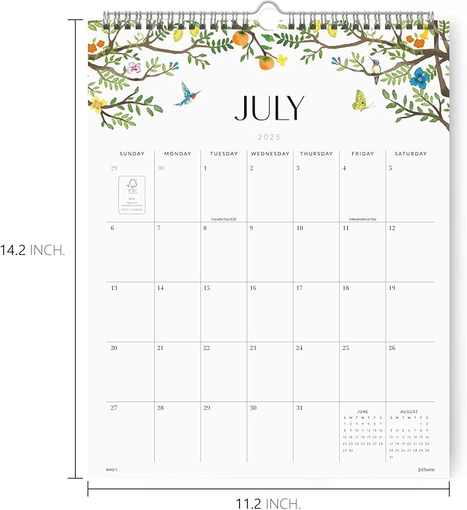 Jotsome Wall Calendar 2025-2026, Academic Monthly Wall Calendar From July 2025 to December 2026 11.2x14.2 inch Wall Decoration for Home and Office, Easy Planning (Florals, 11.2" x 14.2")