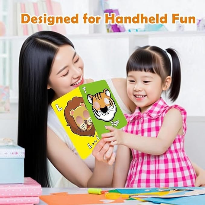 26 PCS Alphabet ABC Flash Cards with Animal Masks, Alphabet mask Cards, Giant Letter ABC Animal Faces Flash Learning Flashcards, Interactive Education Games, Learn Letters (Multicolor, 2Pcs)
