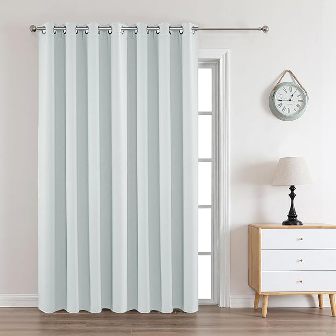Joydeco White Curtains 95 Inches Long 1 Panel, Thermal Insulated Long Curtains& Drapes 1 Piece, Room Darkening Grommet Drapes for Living Room Bedroom Window (W70 x L95 Inch, Greyish White)