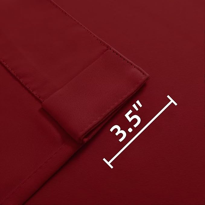 Joydeco 90 Inch Blackout Curtains for Bedroom, Thermal Insulated Black Out Curtains, Room Darkening Drapes for Living Room Window Rod Pocket Back Tab (W52 x L90 Inch, Burgundy Red)