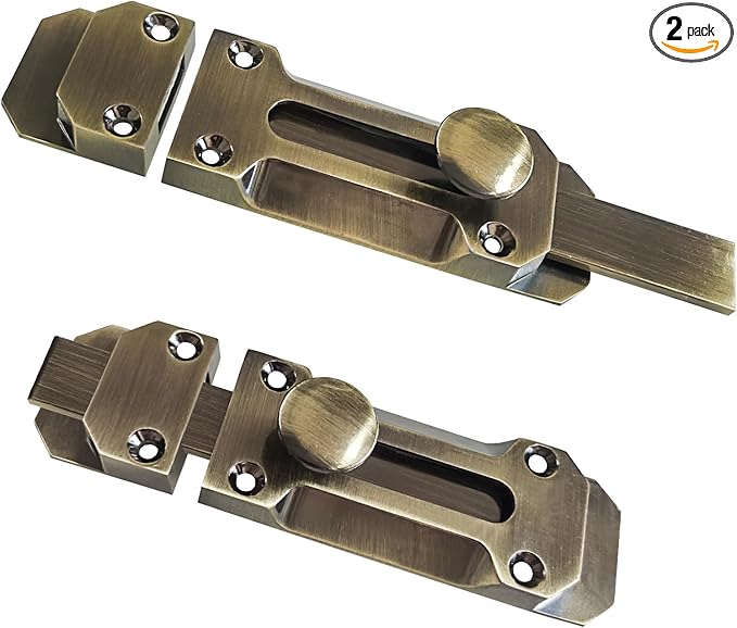 2 pcs Zinc Alloy Sliding Door Lock, Barrel Bolt Cabinet Lock Barrel Bolt Closure Cabinet Door Security Sliding Door Lock for Home Windows and Doors Cabinet Furniture