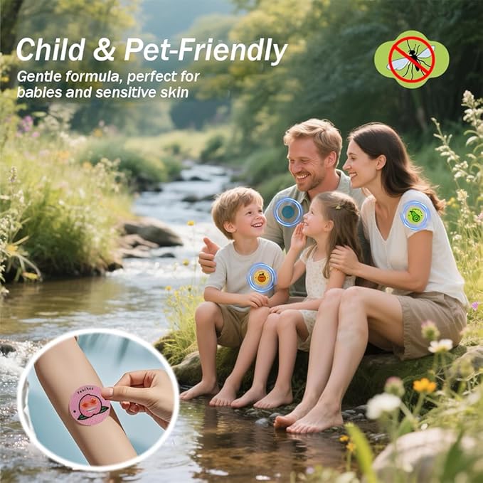 240Pcs Mosquito Patches Stickers, Individually Wrapped Natural Plant Based Mosquito Stickers for Kids Adult Outdoor Hiking, Camping, Travel