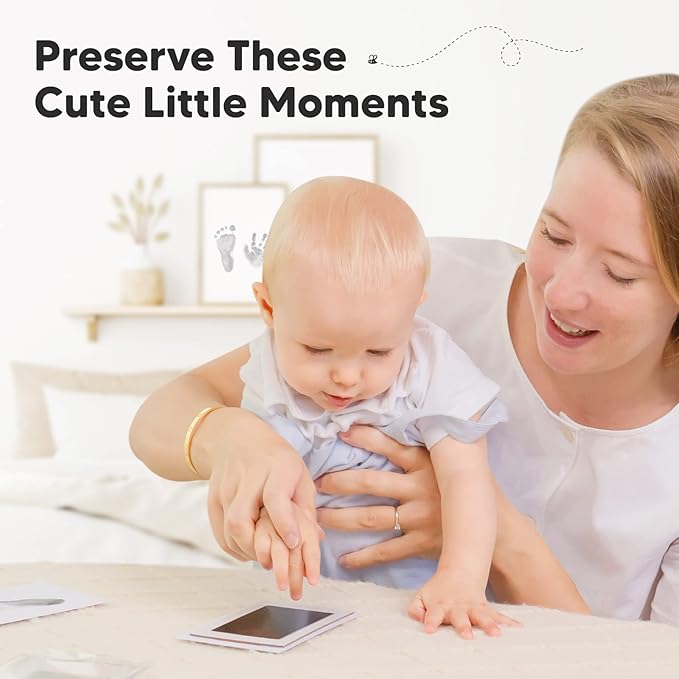 2-Pack Inkless Baby Hand and Footprint Kit - Mess Free Ink Pad for Newborn Keepsake, Dog Nose & Paw Print Kit, Clean Touch Ink Pad for Baby Hand & Footprints, Ideal New Mom Gifts (Jet Black)