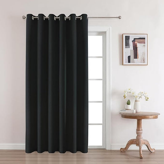 Joydeco Custom Black Textured Total Blackout Curtain for Bedroom and Living Room. Grommet Textured Thermal Insulated Room Darkening Curtain 1 Panel (Custom Size and Color)