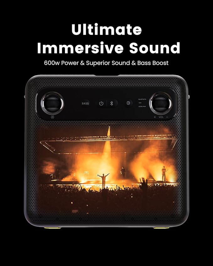 Karaoke Machine with Microphone Stand, Portable Bluetooth Speaker for Party, Backyard, Karaoke System with 2 Wireless Microphone for Adults Kids, for Women, Men, Singing Lovers