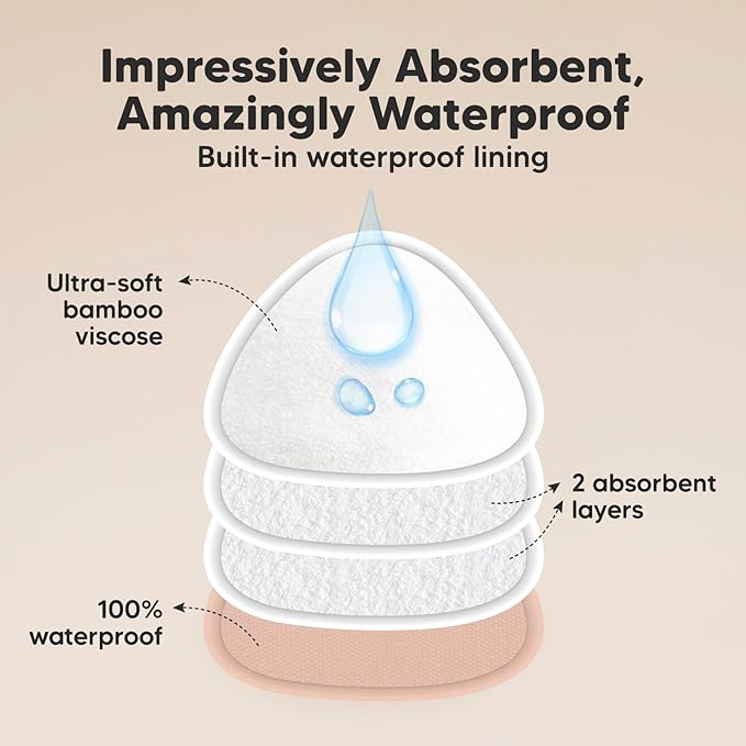 14-Pack Organic Nursing Pads - Washable Breast Pads for Breastfeeding, Nursing Bra Nipple Pads for Breastfeeding, Pumping Bra Reusable Breast Pads, Maternity Breastfeeding Bra Pads (Neutrals, L 4.8")