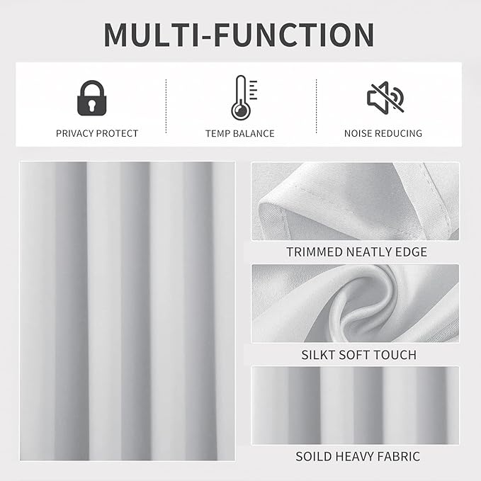 Joydeco White Curtains 108 Inches Long 2 Panels Set, Thermal Insulated Long Curtains& Drapes 2 Burg, Room Darkening Grommet Drapes for Living Room Bedroom Window (W52 x L108 Inch, Greyish White)