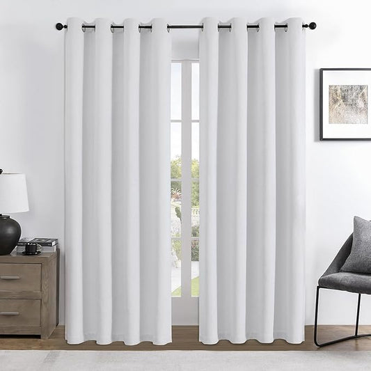Joydeco Custom 100% Blackout Curtains 1 Panel, Grommet Thermal Insulated Curtains& Drapes, Room Darkening Drapes for Bedroom Living Room Window (Custom Size, Pure White)