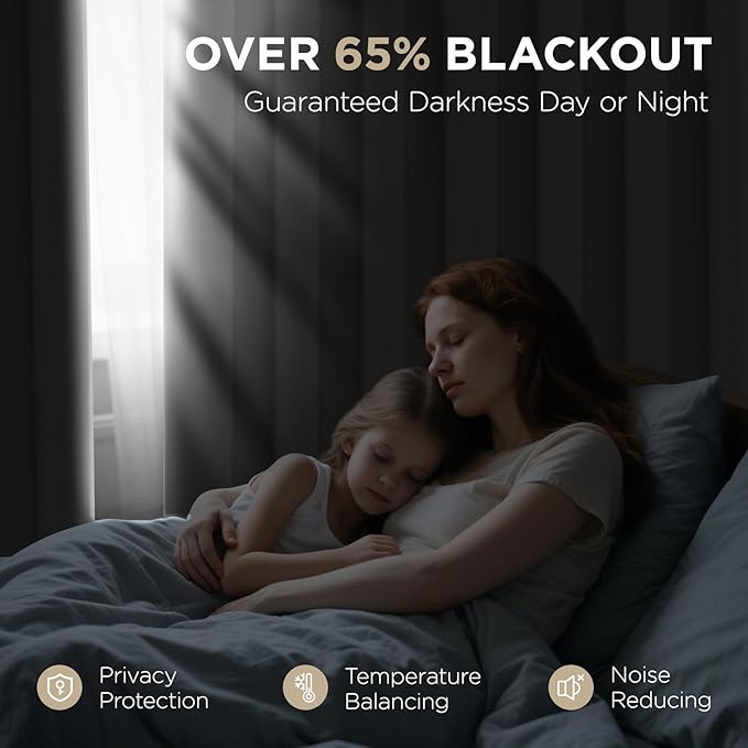 Joydeco Blackout Curtains 84 inches Long 2 Panels Set, Thermal Insulated Long Curtains & Drapes 2 Burg, Room Darkening Grommet Drapes for Bedroom Living Room Windows (W42 x L84 Inch, Beige)