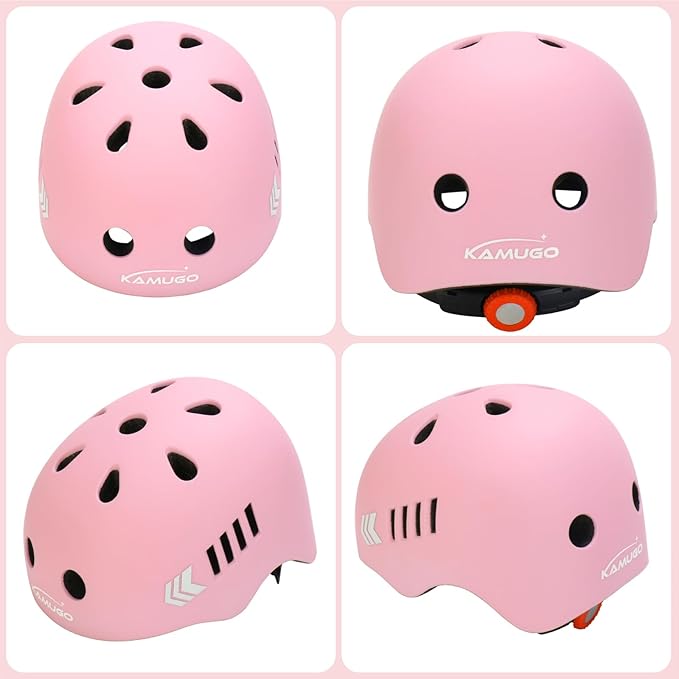 KAMUGO Kids Bike Helmet Set, Toddler Helmet for Ages 2-8 Boys Girls with Sports Protective Gear Set Knee Elbow Wrist Pads for Skateboard Cycling Scooter Rollerblading