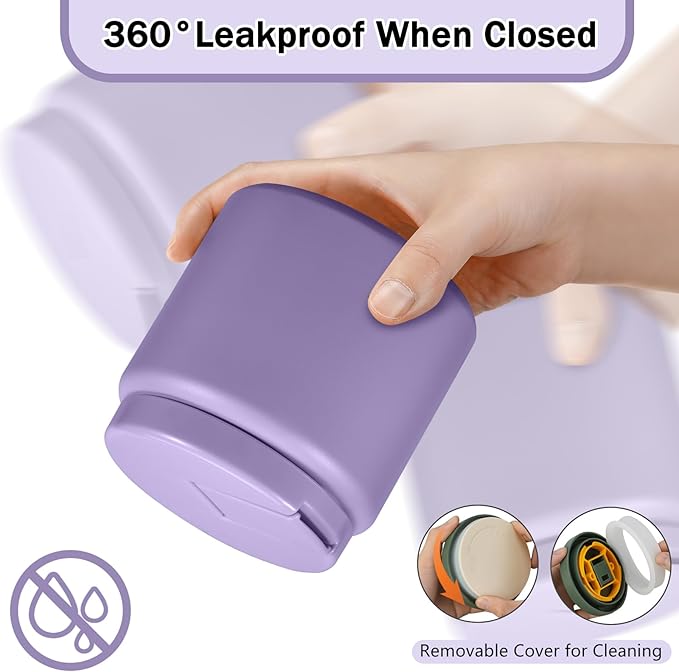 26oz Kids Thermos for Hot Food, Insulated Vacuum Food Jar with Buckle Lid, Stainless Steel Wide Mouth Leak Proof Insulated Lunch Container for School Picnic Travel, Purple