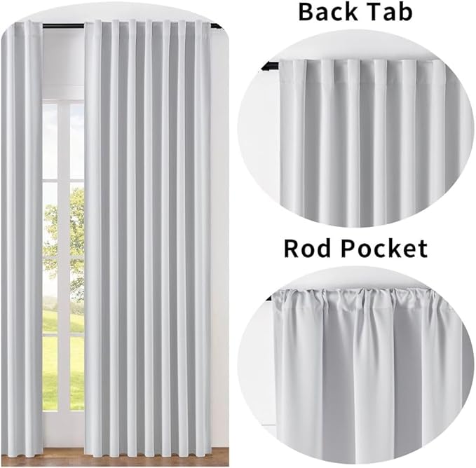 Joydeco Custom Blackout Curtains for Bedroom, 1 Panel Room Darkening Curtains & Drapes for Living Room Window Rod Pocket Back Tab (Custom Size,Greyish White)