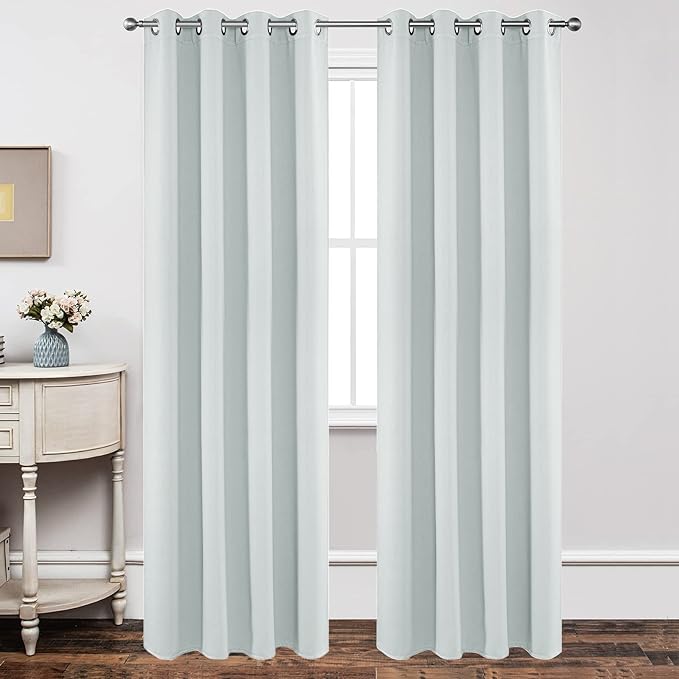 Joydeco White Curtains 95 Inches Long 2 Panels Set, Thermal Insulated Long Curtains& Drapes 2 Burg, Room Darkening Grommet Drapes for Living Room Bedroom Window (W52 x L95 Inch, Greyish White)