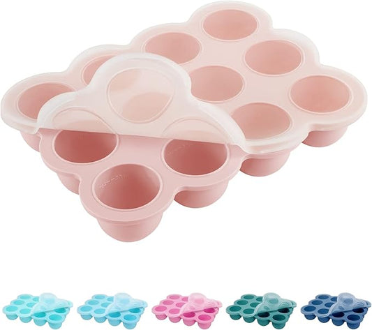 12x1.5oz Baby Food Freezer Tray with Clip Lid Gossamer Pink | Food Grade Silicone Storage Containers for Purees & Vegetables