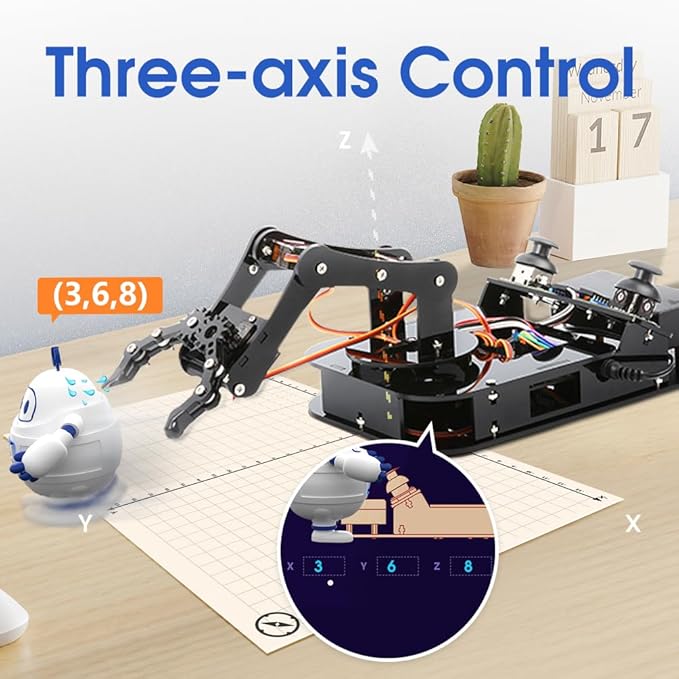 4 DOF ESP32 Robotic Arm Kit for Kids 8-12, Robotics Kit App Remote Control Robot Toys Compatible with Arduino, STEM Educational DIY Robot Arm Kit Gift for Teenagers & Adults