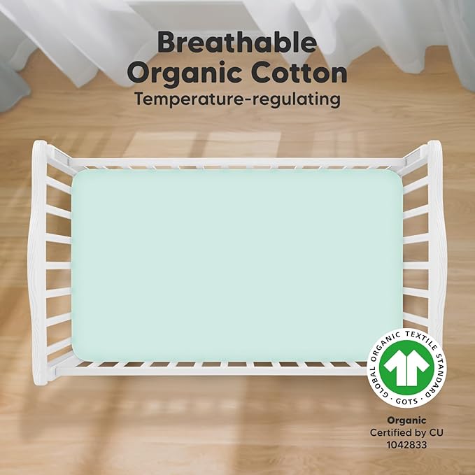 KeaBabies 2-Pack Organic Crib Sheets for Boys, Girls - 52x28 Fitted Crib Mattress Sheet Neutral, Breathable Jersey Cotton Cover for Baby Bed, Toddler Mattress, Soft & Cute Prints (Pastel)