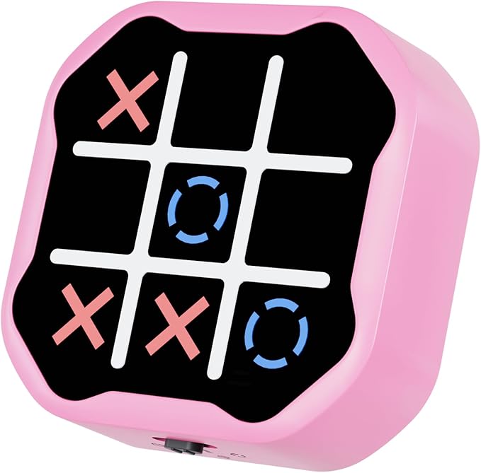 3 in 1 Electronic Tic Tac Toe Game, Handheld Digital Tic Tac Toe Bolt Game with Silent Mode, Portable Learing Toys Gift for Kids & Adults, Pink