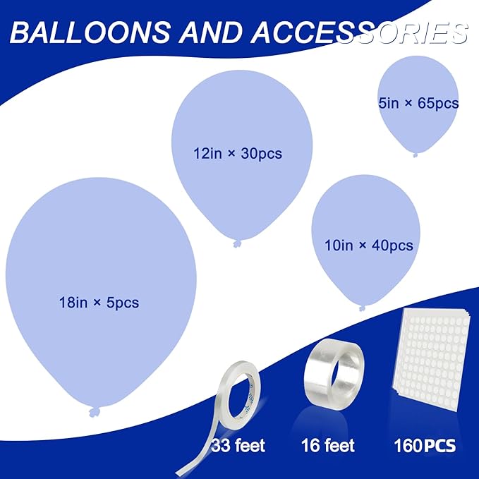 140pcs Dark Blue Round Balloons Different Sizes 18 12 10 5 Inch Latex Balloons for Arch Decoration Party Balloon Kit for Graduation Birthday Party Wedding Balloon Baby Shower Decoration