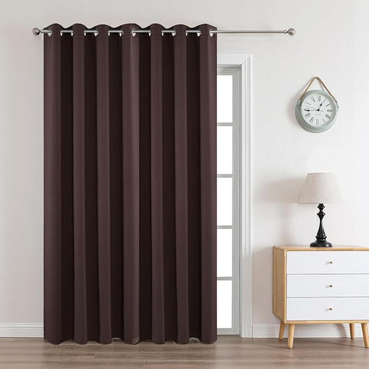 Joydeco Blackout Curtains 90 Inches Long 1 Panel, Thermal Insulated Long Curtains& Drapes 1 Piece, Room Darkening Grommet Drapes for Living Room Bedroom Window (W70 x L90 Inch, Chocolate)