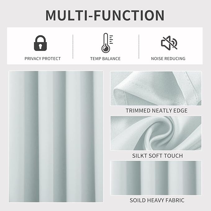 Joydeco White Curtains 95 Inches Long 2 Panels Set, Thermal Insulated Long Curtains& Drapes 2 Burg, Room Darkening Grommet Drapes for Living Room Bedroom Window (W52 x L95 Inch, Greyish White)