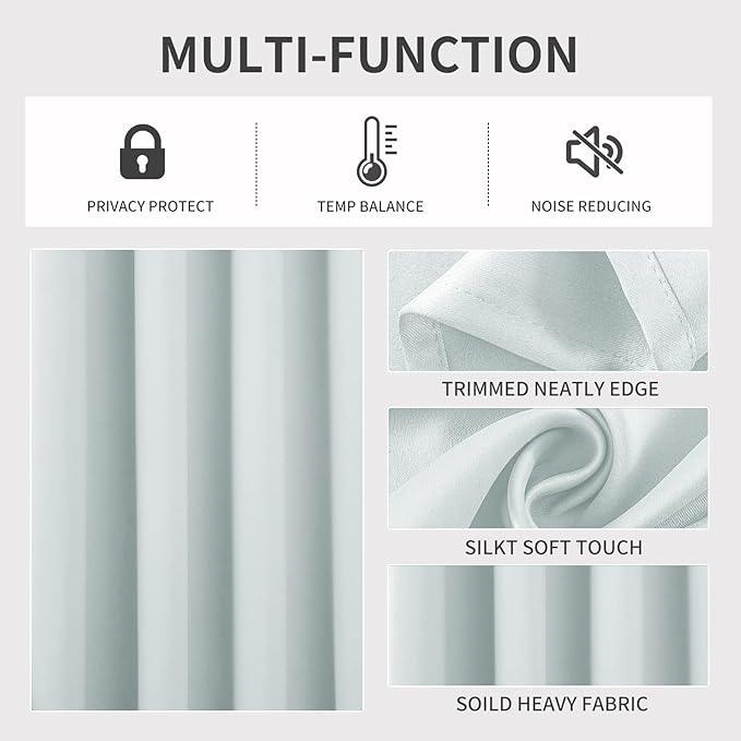 Joydeco White Curtains 54 Inches Long 2 Panels Set, Thermal Insulated Long Curtains& Drapes 2 Burg, Room Darkening Grommet Drapes for Living Room Bedroom Window (W52 x L54 Inch, Greyish White)