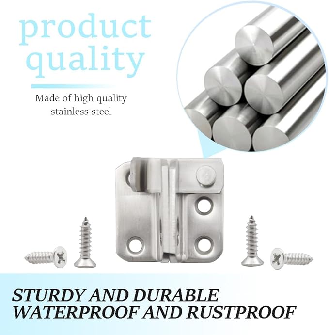 2 Pairs Slide Bolt Gate Latch Stainless Steel Brushed Finish Padlock Anti-Theft Hasp with Screws for Window Bedroom Bathroom Cabinet Mailbox Garden Pet Cage(UMK)