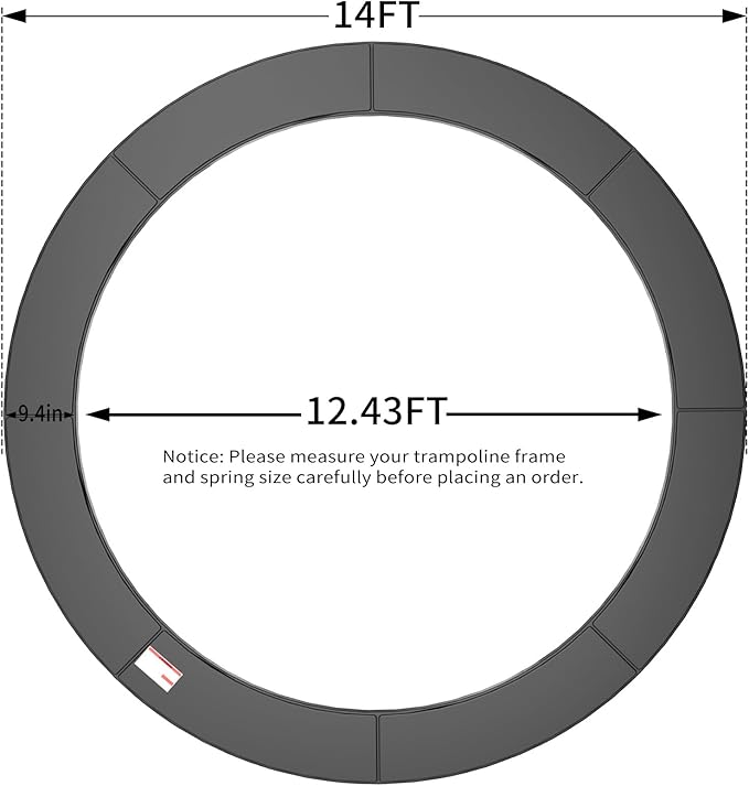 16FT/15FT/14FT/12FT/10FT Trampoline Safety Pad Replacement, Round Trampoline Spring Protection Cover, Fits 16FT/15FT/14FT/12FT/10FT Frames, Water-Resistant Trampoline Accessories