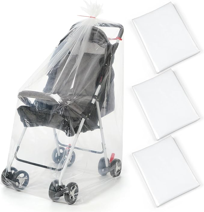 3 Pcs Stroller Storage Bag 39 x 59 Inch Extra Large Clear Plastic Stroller Bag with 3 Zip Ties Heavy Duty 4 Mil Stroller Cover for Storage Travel Moving Luggage Suitcase Furniture Car Seat