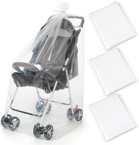 3 Pcs Stroller Storage Bag 39 x 59 Inch Extra Large Clear Plastic Stroller Bag with 3 Zip Ties Heavy Duty 4 Mil Stroller Cover for Storage Travel Moving Luggage Suitcase Furniture Car Seat