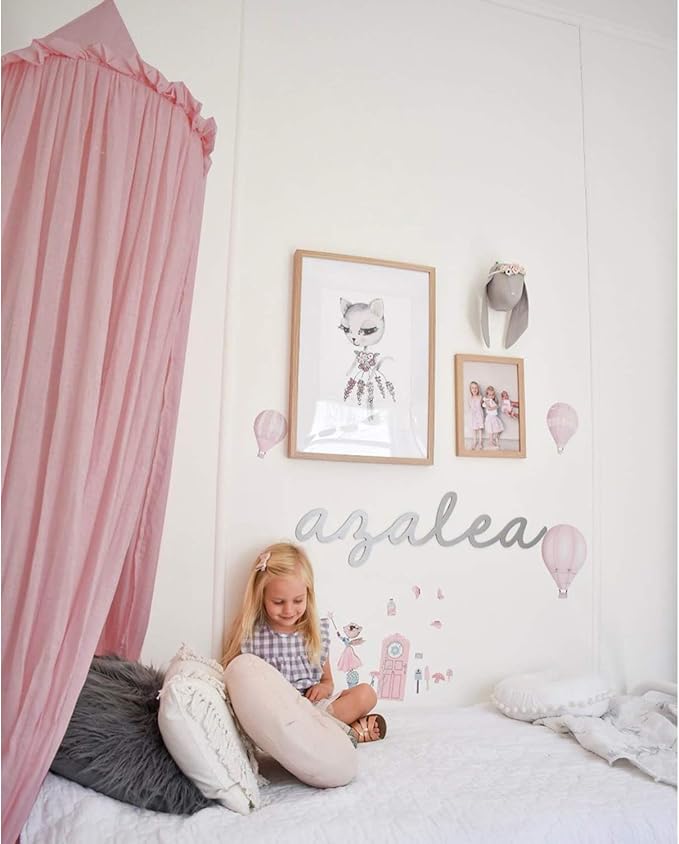 Kids Bed Canopy with Frills Cotton Cover Net for Crib Reading Nook Curtain Hideaway Hanging Round Tent Nursery Bedding Play Room Decor
