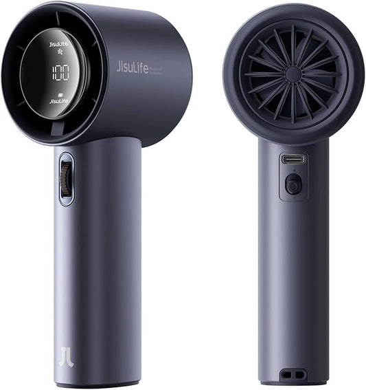 JISULIFE Portable Handheld Fan,Speed(1-100) Adjustable Turbo Mini and 3600mAh Battery Rechargeable Personal Fan,Digital Display,Gifts for Women Men Travel/Camping/Outdoor-Blue