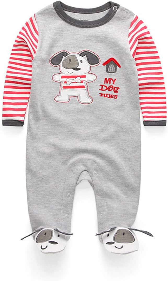 Kiddiezoom Baby and Toddler Boys'Snug Fit Footed One-Piece Romper Jumpsuit Cotton Cotton Footed Outfit