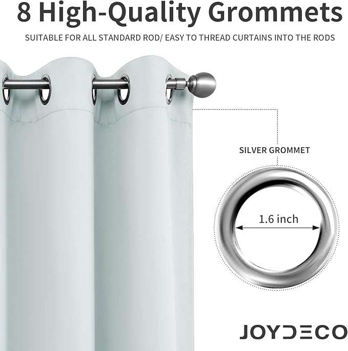Joydeco White Curtains 63 Inches Long 2 Panels Set, Thermal Insulated Long Curtains& Drapes 2 Burg, Room Darkening Grommet Drapes for Living Room Bedroom Window (W52 x L63 Inch, Greyish White)