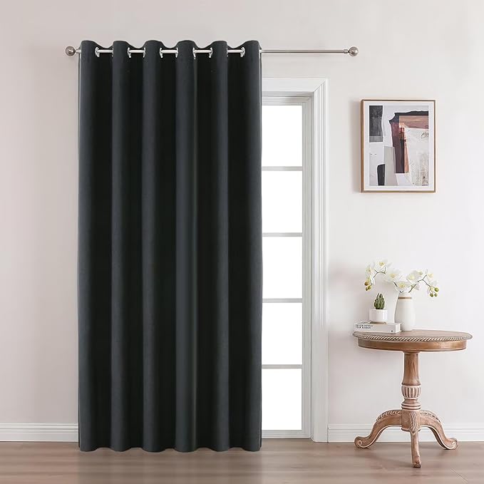 Joydeco Charcoal Grey Blackout Curtains 120 Inches Long, Extra Long Curtains 120 Inch Length 1 Panel for Bedroom, Thermal Insulated Linen Black Out Curtains with Grommets(100x120, Charcoal Grey)