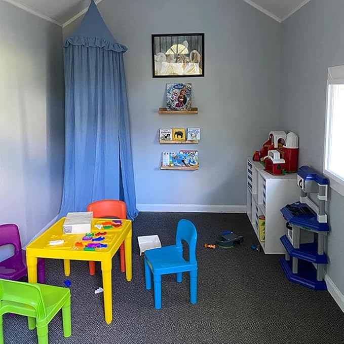 Kids Bed Canopy with Frills Cotton Cover Net for Crib Reading Nook Curtain Hideaway Hanging Round Tent Nursery Bedding Play Room Decor